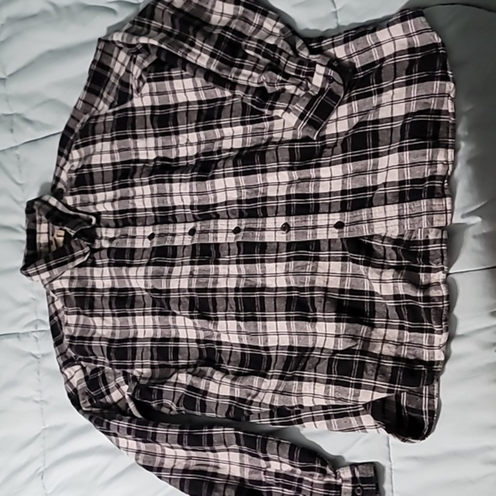 L.L. Bean Black/Grey/White Traditional Fit Flannel Shirt Men's‎ XL